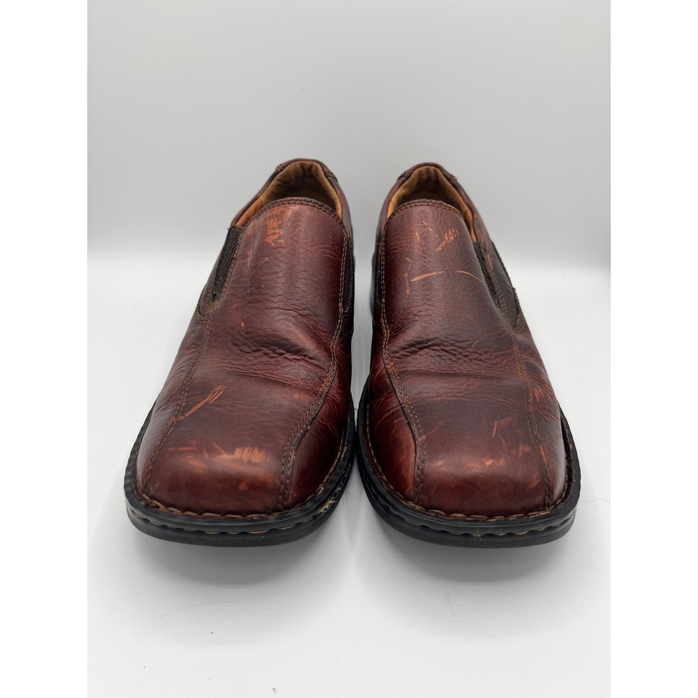 Born Men Brown Leather Slip On Loafers Square Toe Shoes Size US 10 EU 44